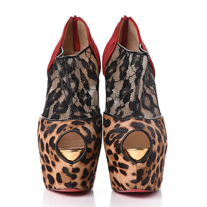 Christian Louboutin Lace Calf Hair Leopard Printed Aeronotoc 160 Ankles Booties 38.5 2 of 13