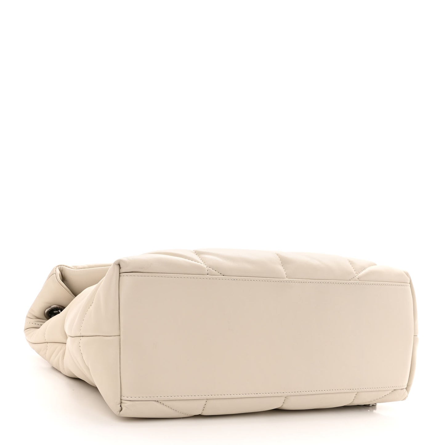 Lambskin Quilted Medium Loulou Puffer Monogram Chain Satchel Crema Soft