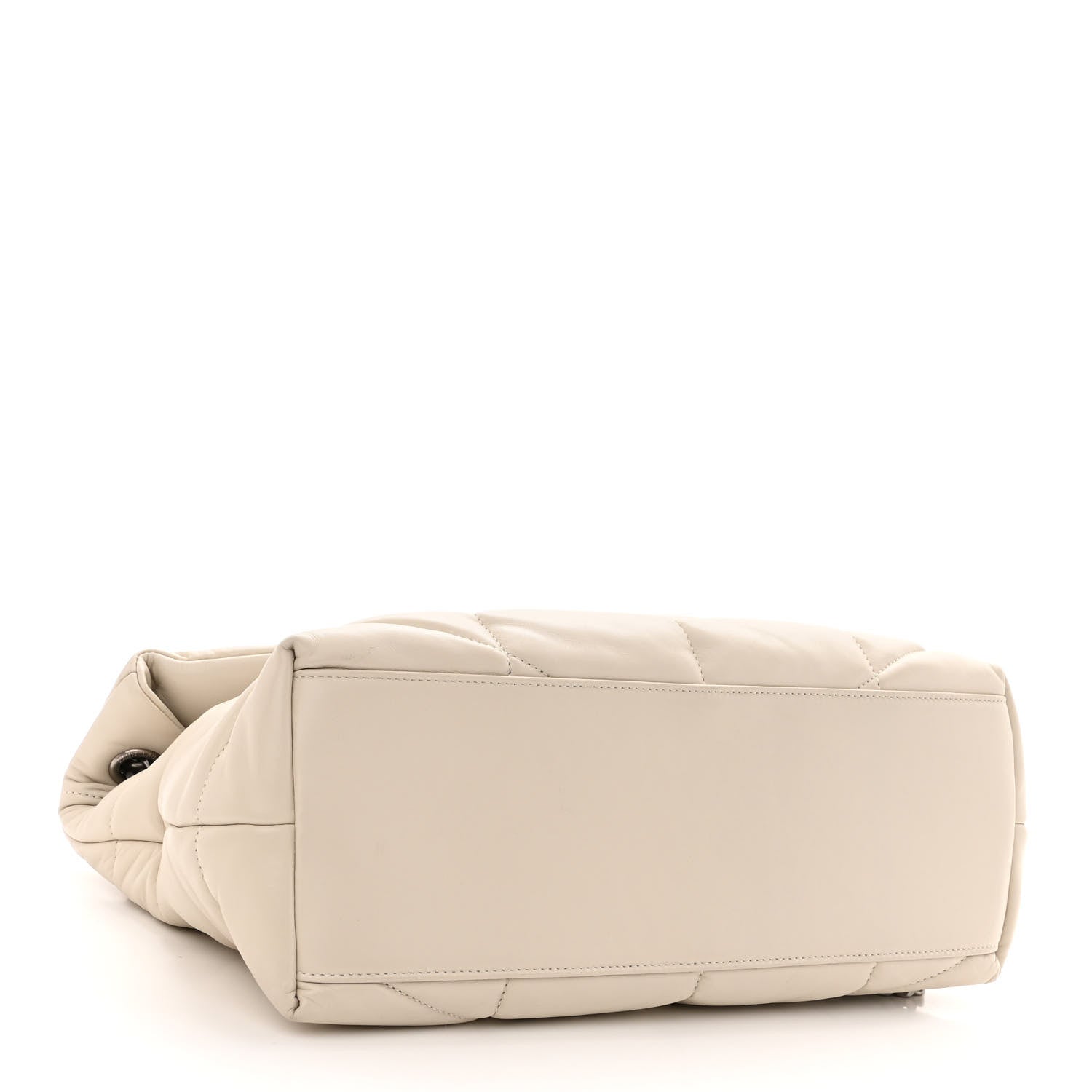 Saint Laurent Lambskin Quilted Medium Loulou Puffer Monogram Chain Satchel Crema Soft 4 of 9