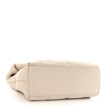 Saint Laurent Lambskin Quilted Medium Loulou Puffer Monogram Chain Satchel Crema Soft 4 of 9