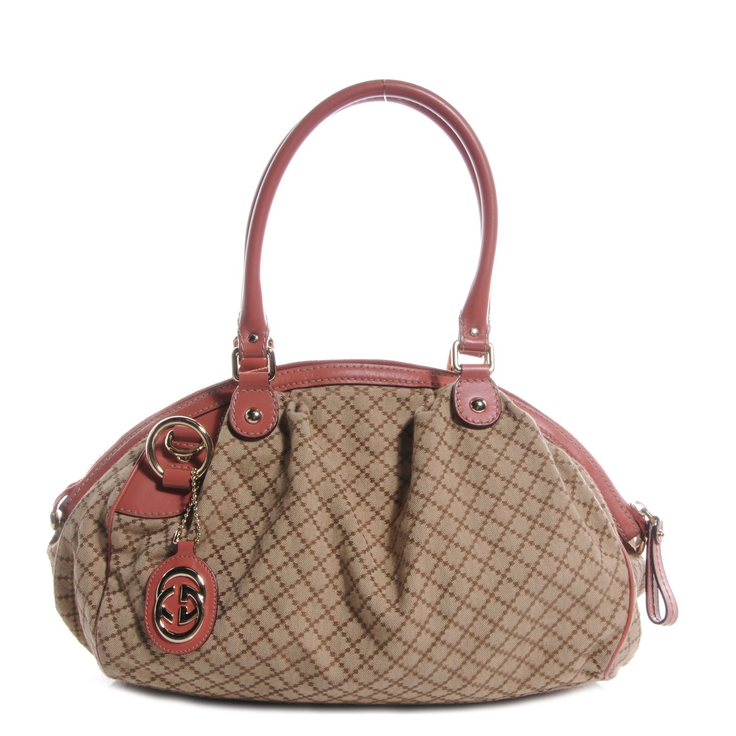 Diamante Medium Sukey Boston Interlocking G Charm Bag Pink