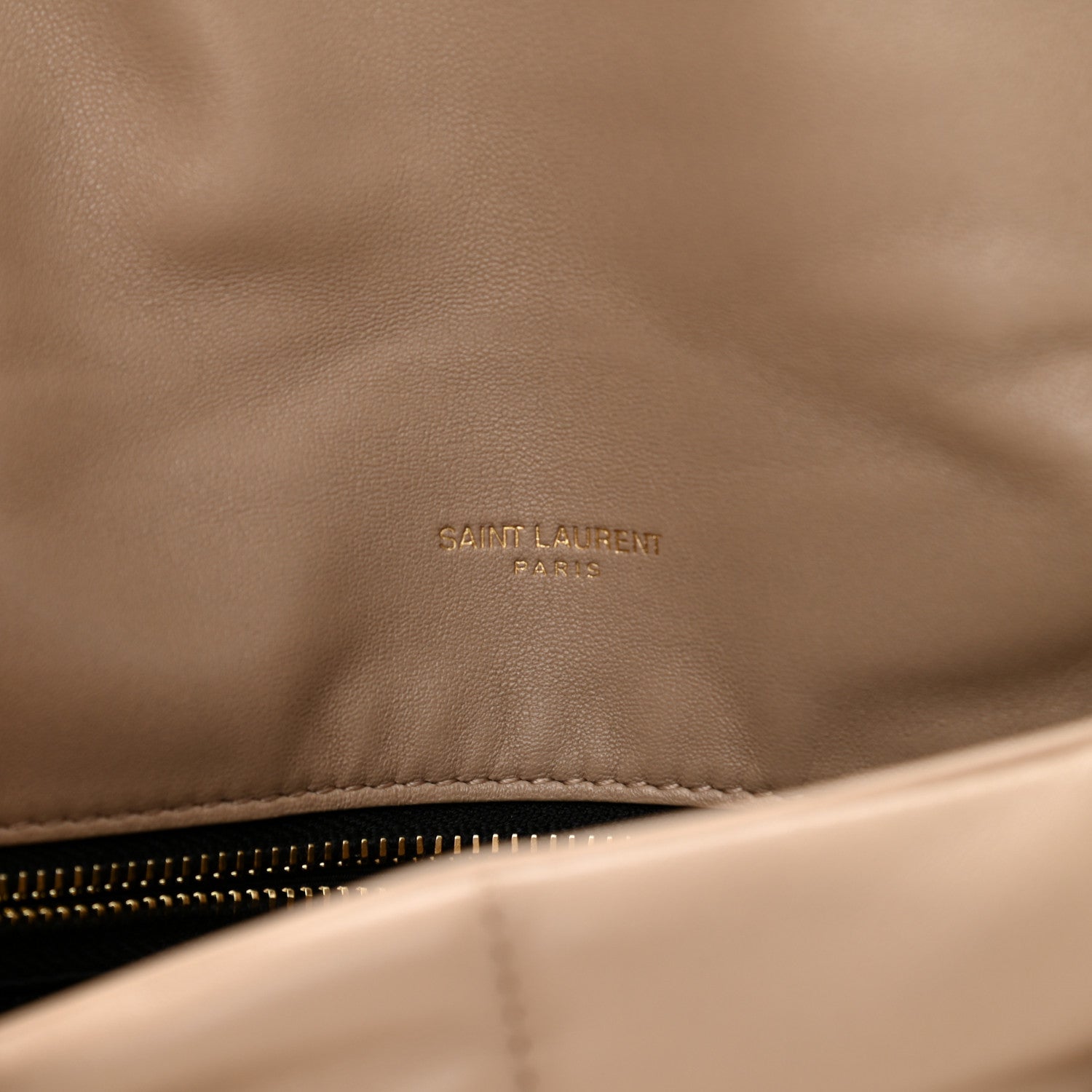 Saint Laurent Lambskin Quilted Small Loulou Puffer Monogram Chain Satchel Dark Beige 6 of 11