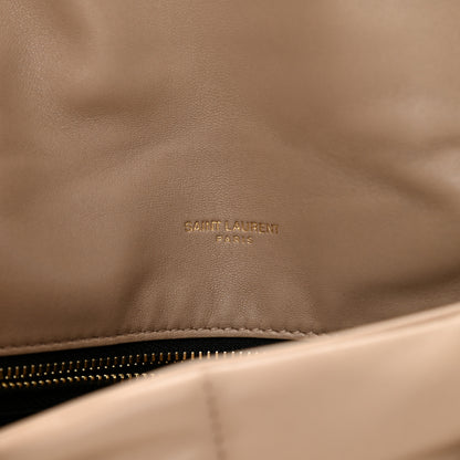 Saint Laurent Lambskin Quilted Small Loulou Puffer Monogram Chain Satchel Dark Beige 6 of 11