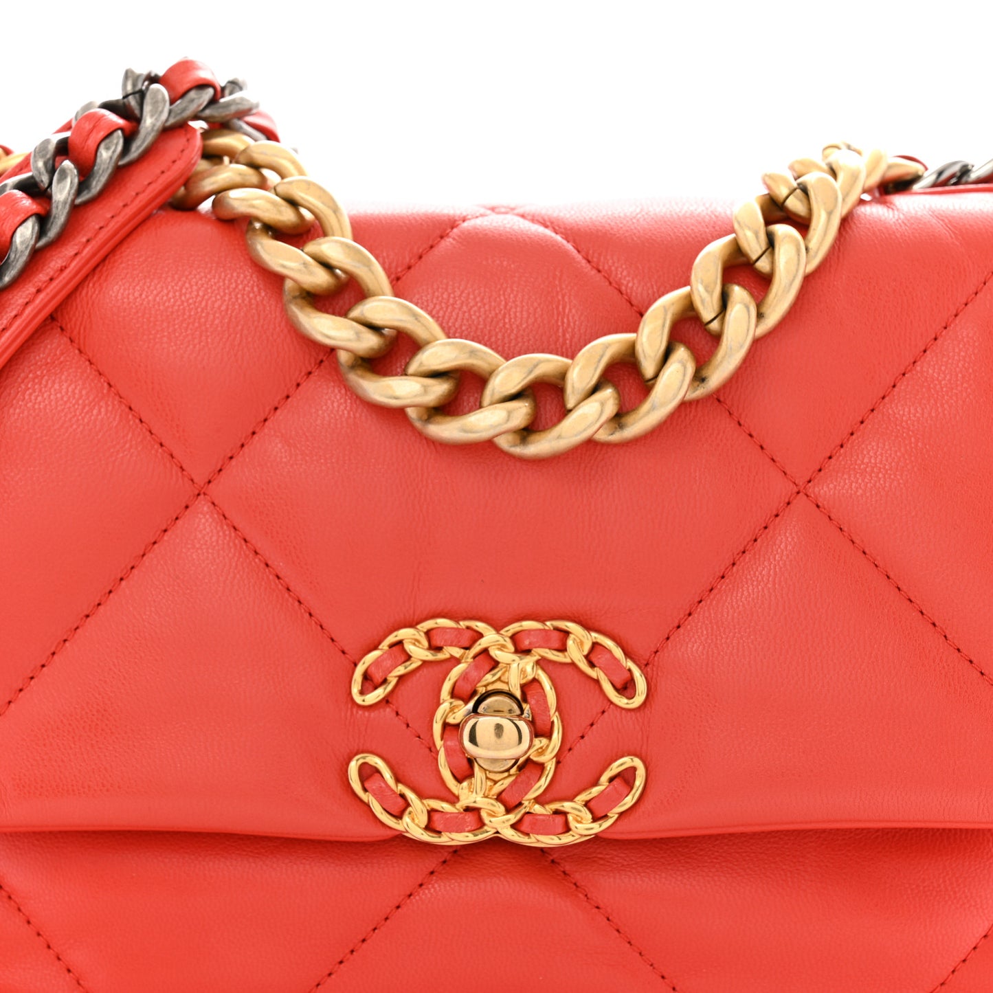 Goatskin Quilted Medium Chanel 19 Flap Orange