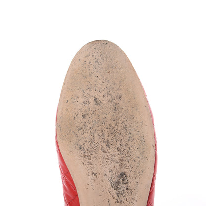Chanel Lambskin Quilted Cap Toe CC Ballerina Flats 40.5 Light Red 8 of 12
