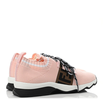 Fendi Stretch Knit Jacquard FF Lace-Up Sock Sneakers 37 Pink 3 of 4