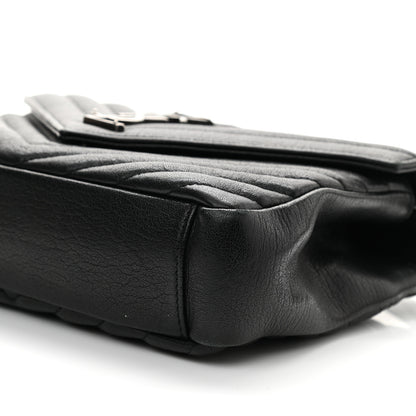 Saint Laurent Sheepskin Matelasse Chevron Monogram Medium College Bag Black 9 of 10