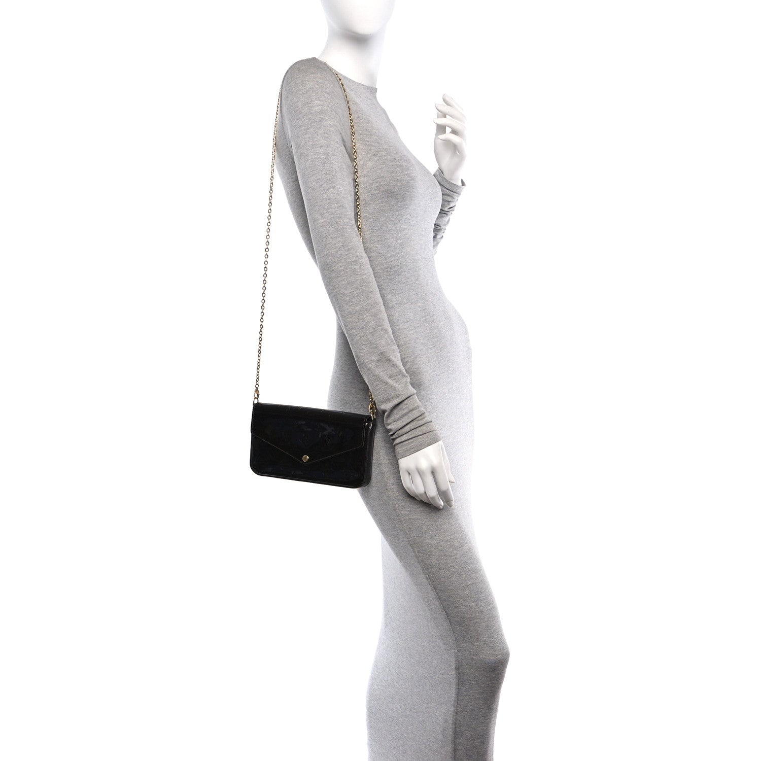 Louis Vuitton Vernis Pochette Felicie Chain Wallet Amarante 2 of 11