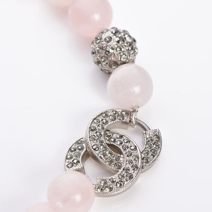 Chanel Bead Crystal CC Choker Necklace Pink Silver 4 of 7