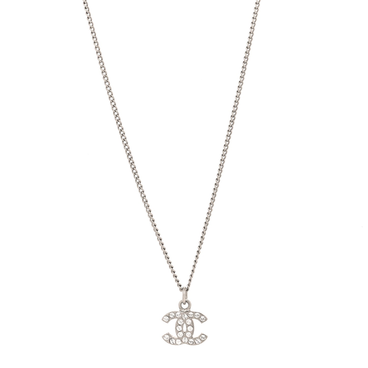 Crystal CC Pendant Necklace Silver