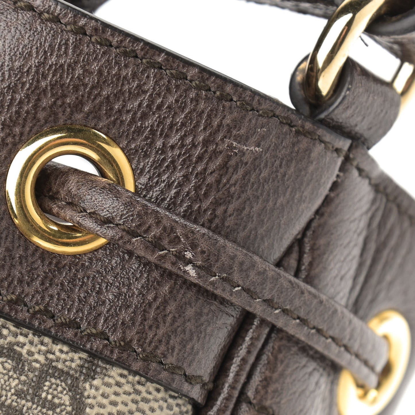 GG Supreme Monogram Web Mini Ophidia Bucket Bag Brown