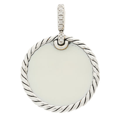 David Yurman Sterling Silver Diamond Onyx Mother of Pearl 27mm Elements Disc Pendant 1 of 5