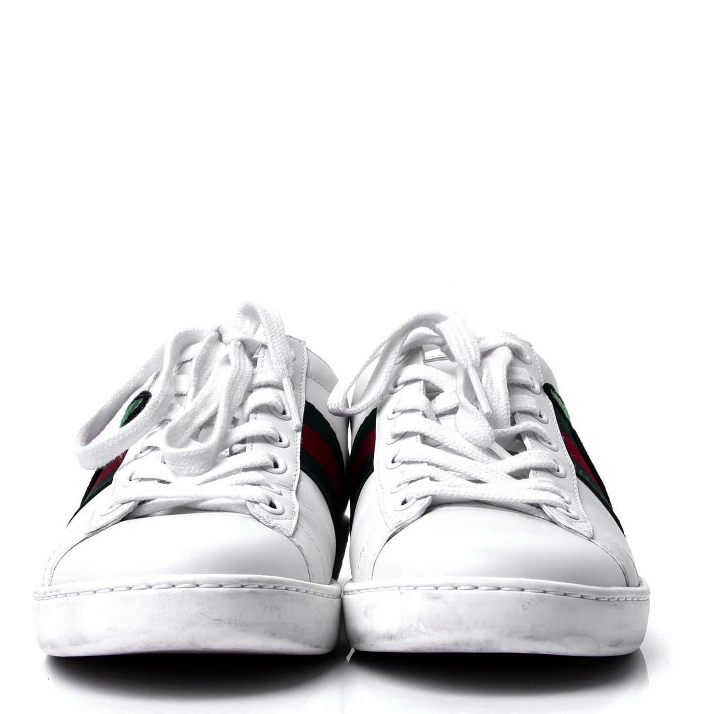 Calfskin Web GG Apple Embroidered Womens Ace Sneakers 37 White
