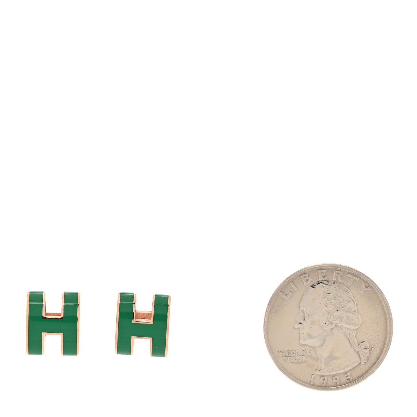 Gold Lacquered Mini Pop H Earrings Malachite