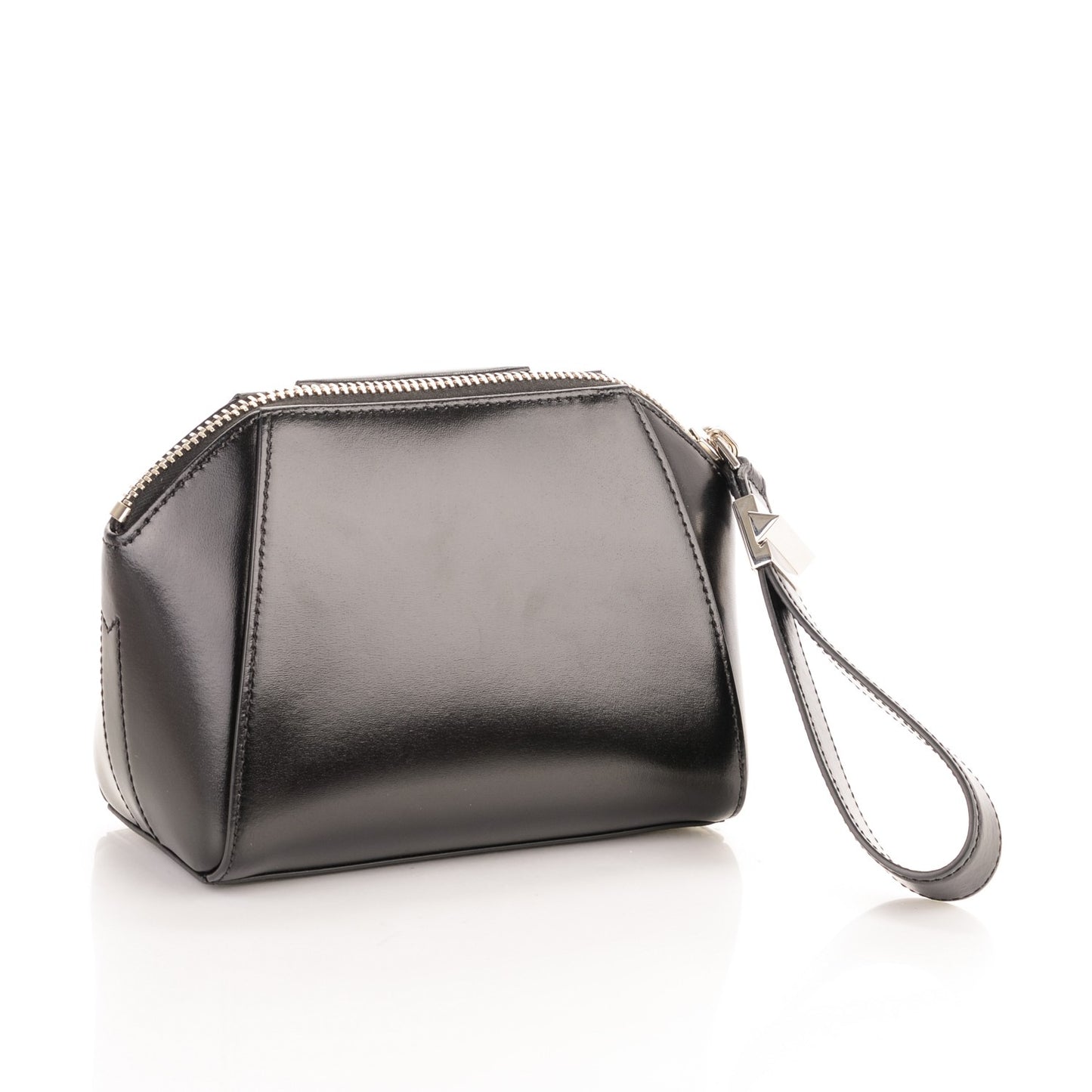 Shiny Lord Calfskin Small Antigona Beauty Wristlet Black