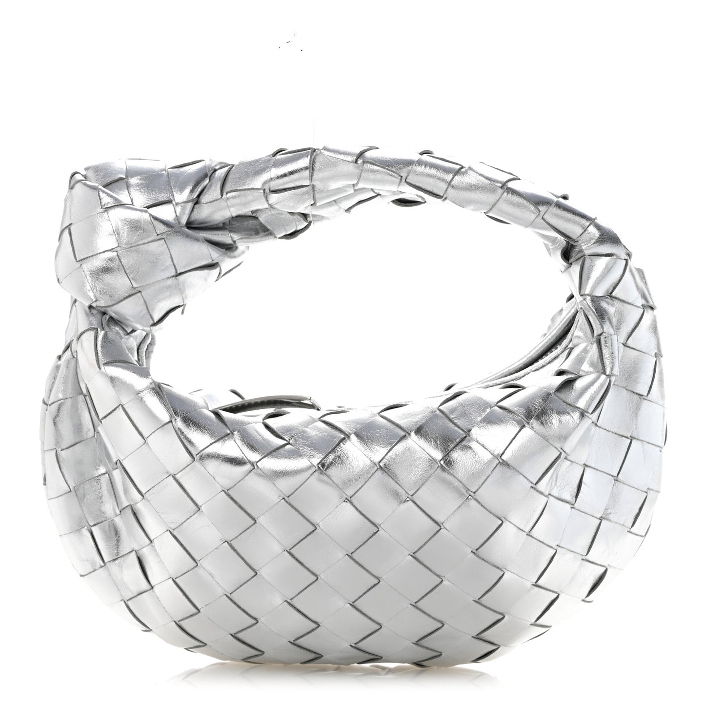Metallic Nappa Intrecciato Mini Jodie Silver