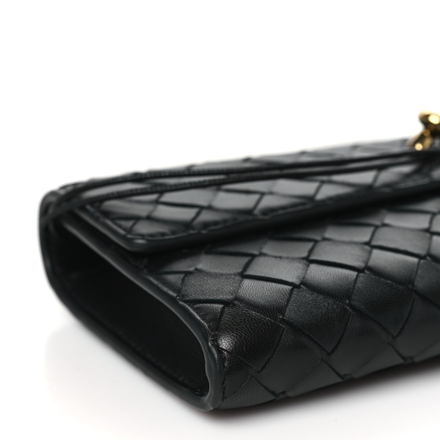 Nappa Intrecciato Long Andiamo Top Handle Clutch Black