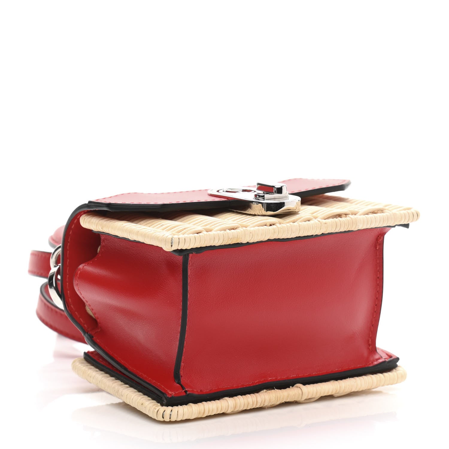 Christian Louboutin Rattan Woven Calfskin Elisa Nano Top Handle Bag Red 4 of 9