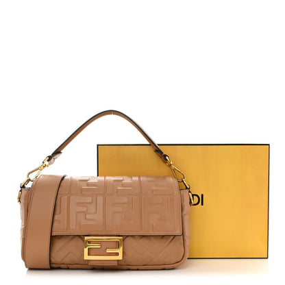Fendi Nappa FF 1974 Embossed Baguette Miele Scuro 21 of 21