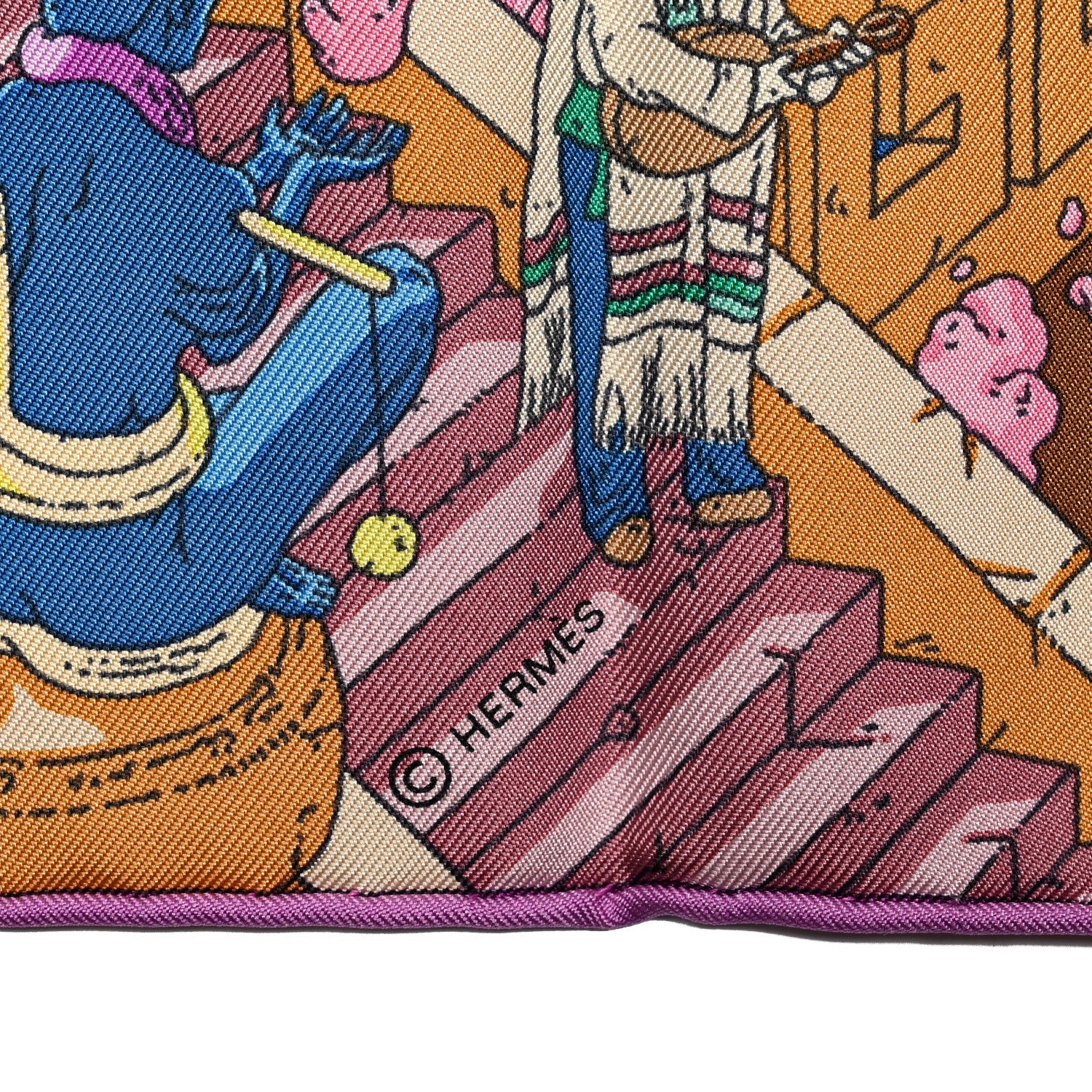 Hermes Silk La Legende Du Cheval Scarf 90 Mauve Aqua Camel 4 of 5
