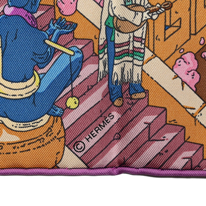 Hermes Silk La Legende Du Cheval Scarf 90 Mauve Aqua Camel 4 of 5