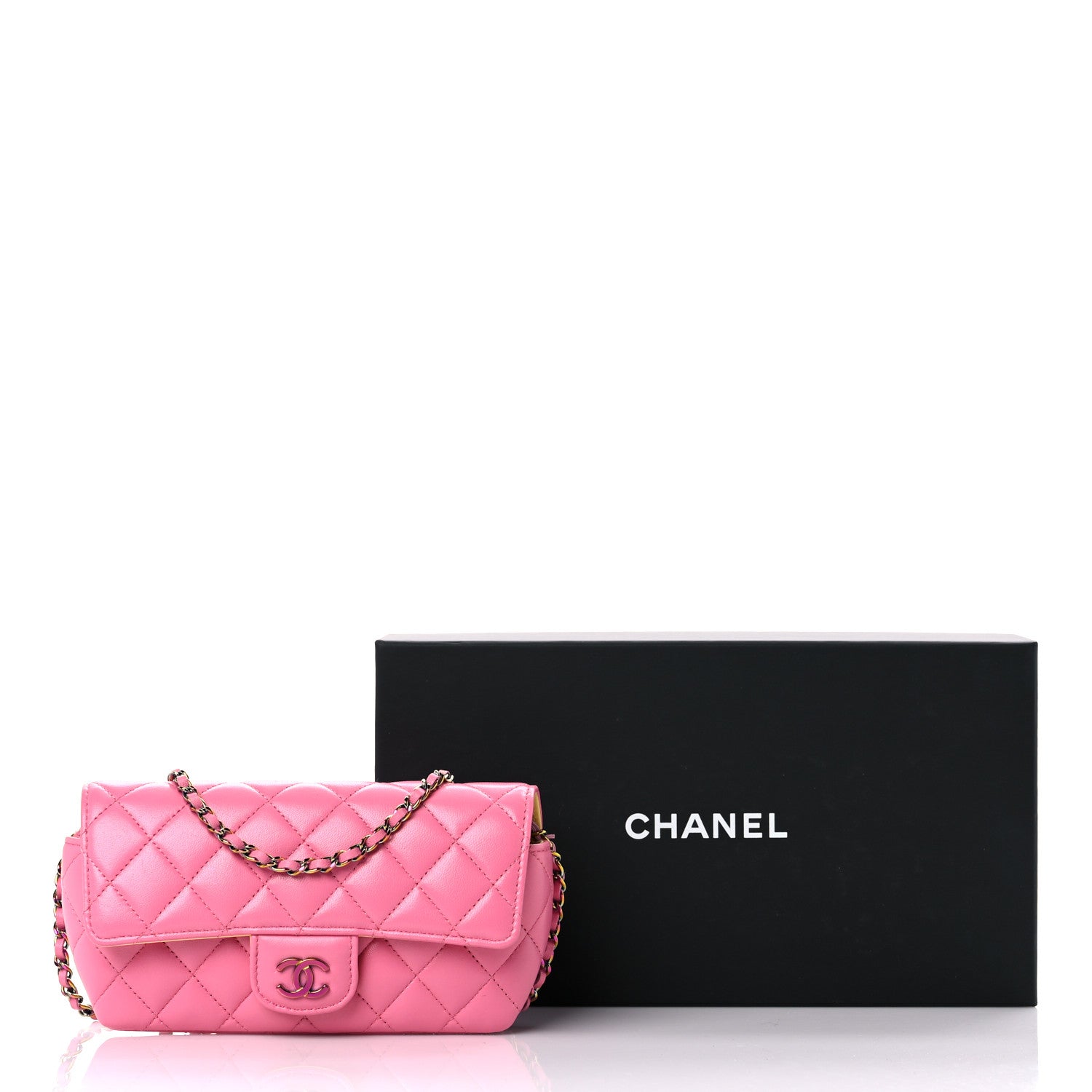 Chanel Lambskin Quilted Glasses Case With Chain Pink Yellow 11 of 11