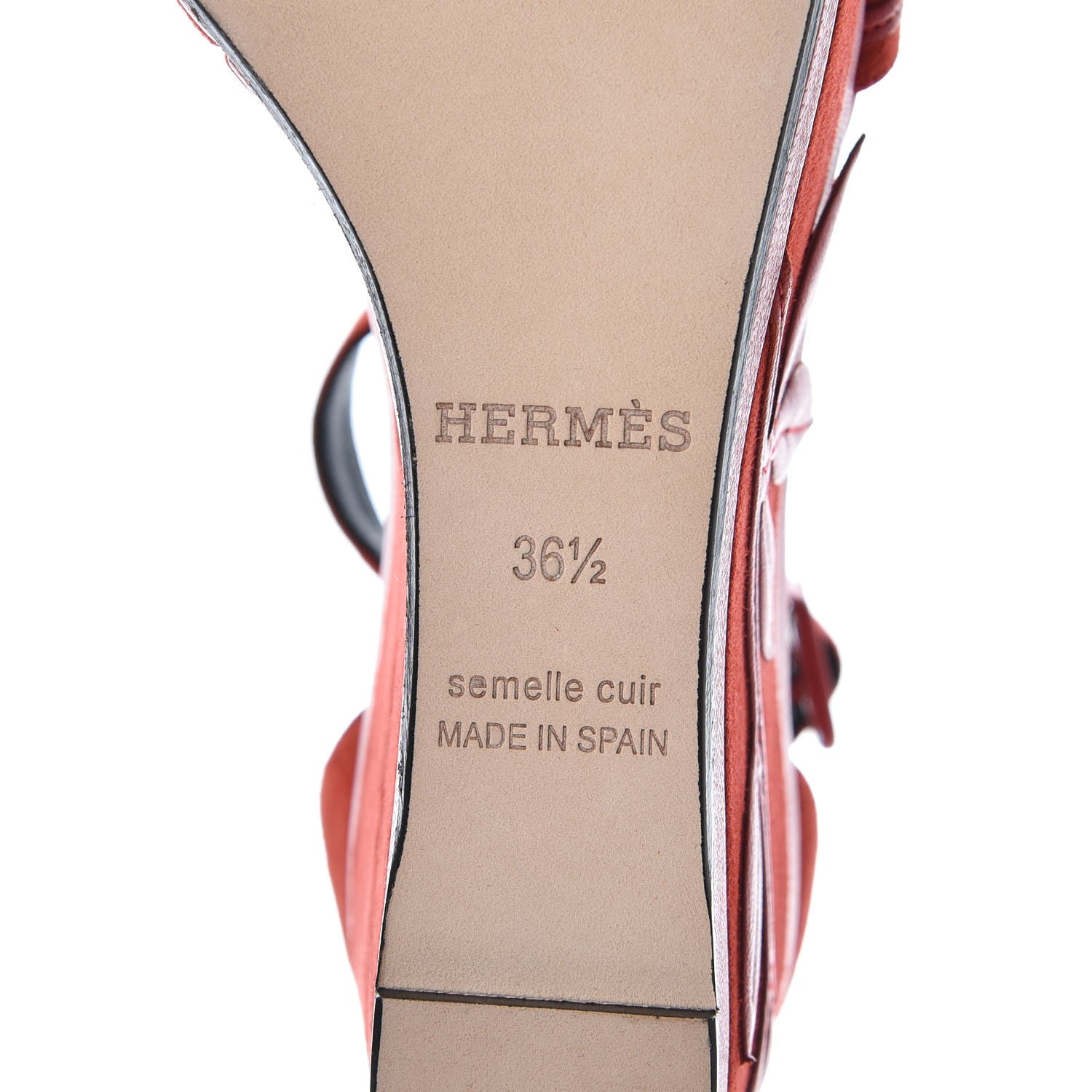 Hermes Suede Goatskin Mambo Wedge Sandals 36.5 Jasper Rouge 6 of 9