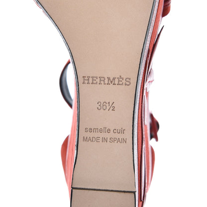 Hermes Suede Goatskin Mambo Wedge Sandals 36.5 Jasper Rouge 6 of 9