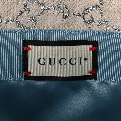 Gucci Canvas Lame GG Monogram Bucket Hat M Gardenia Silver 7 of 9