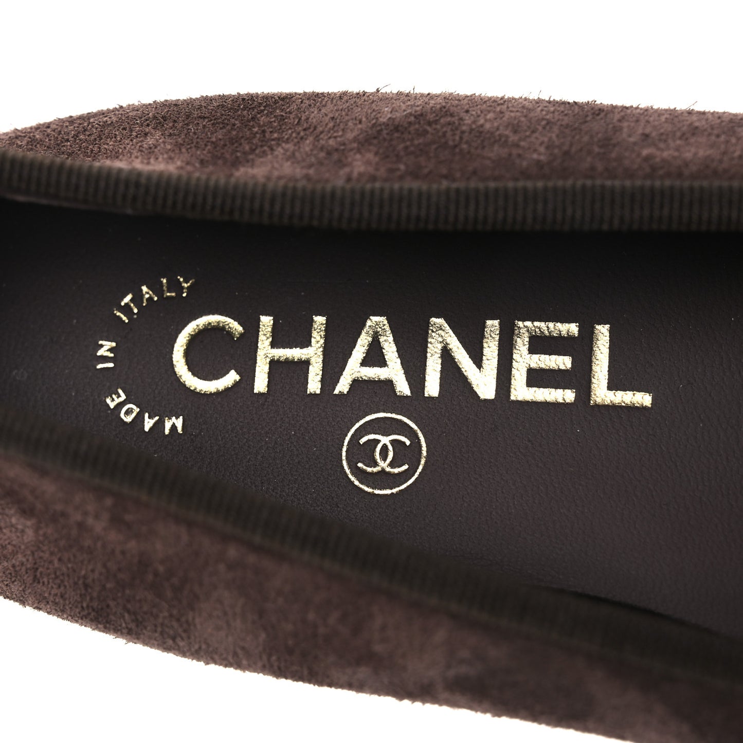 Suede Calfskin Cap Toe CC Ballerina Flats 36 Dark Brown Burgundy