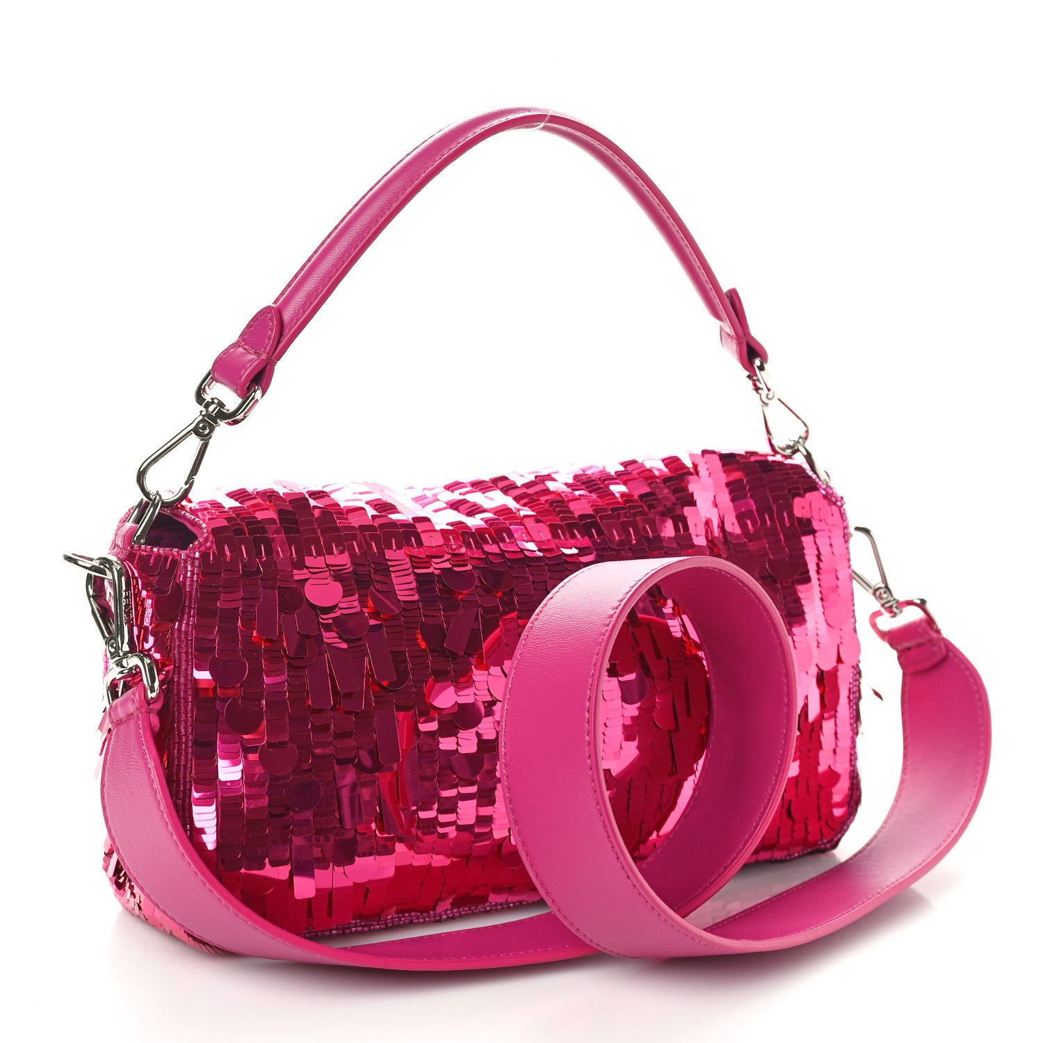Fendi Sequin Paillettes Vitello Grace Sex and the City Baguette Ciclamino Pilar 3 of 8