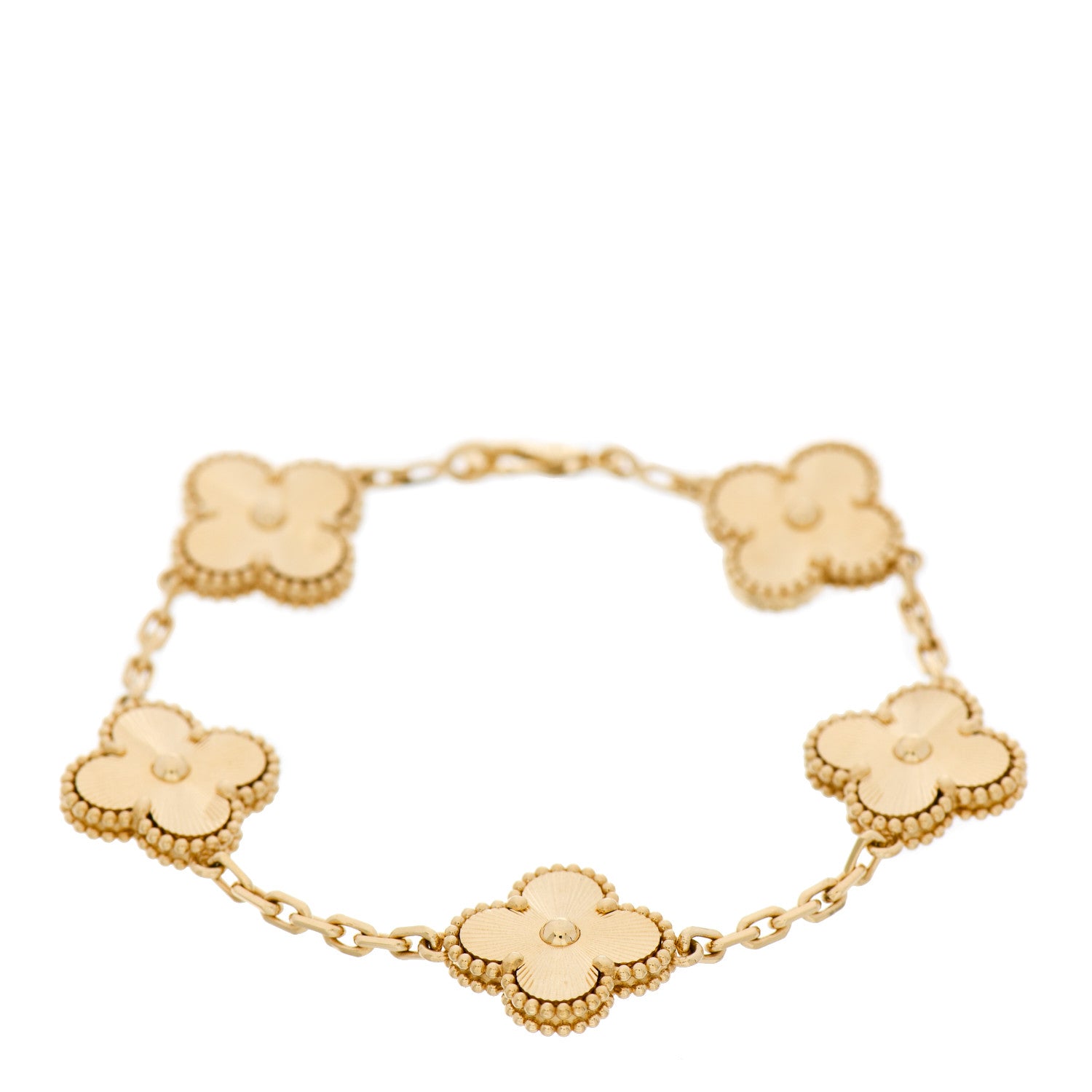 Van Cleef & Arpels 18K Yellow Gold 5 Motifs Guilloche Vintage Alhambra Bracelet 1 of 6