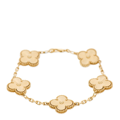 Van Cleef & Arpels 18K Yellow Gold 5 Motifs Guilloche Vintage Alhambra Bracelet 1 of 6