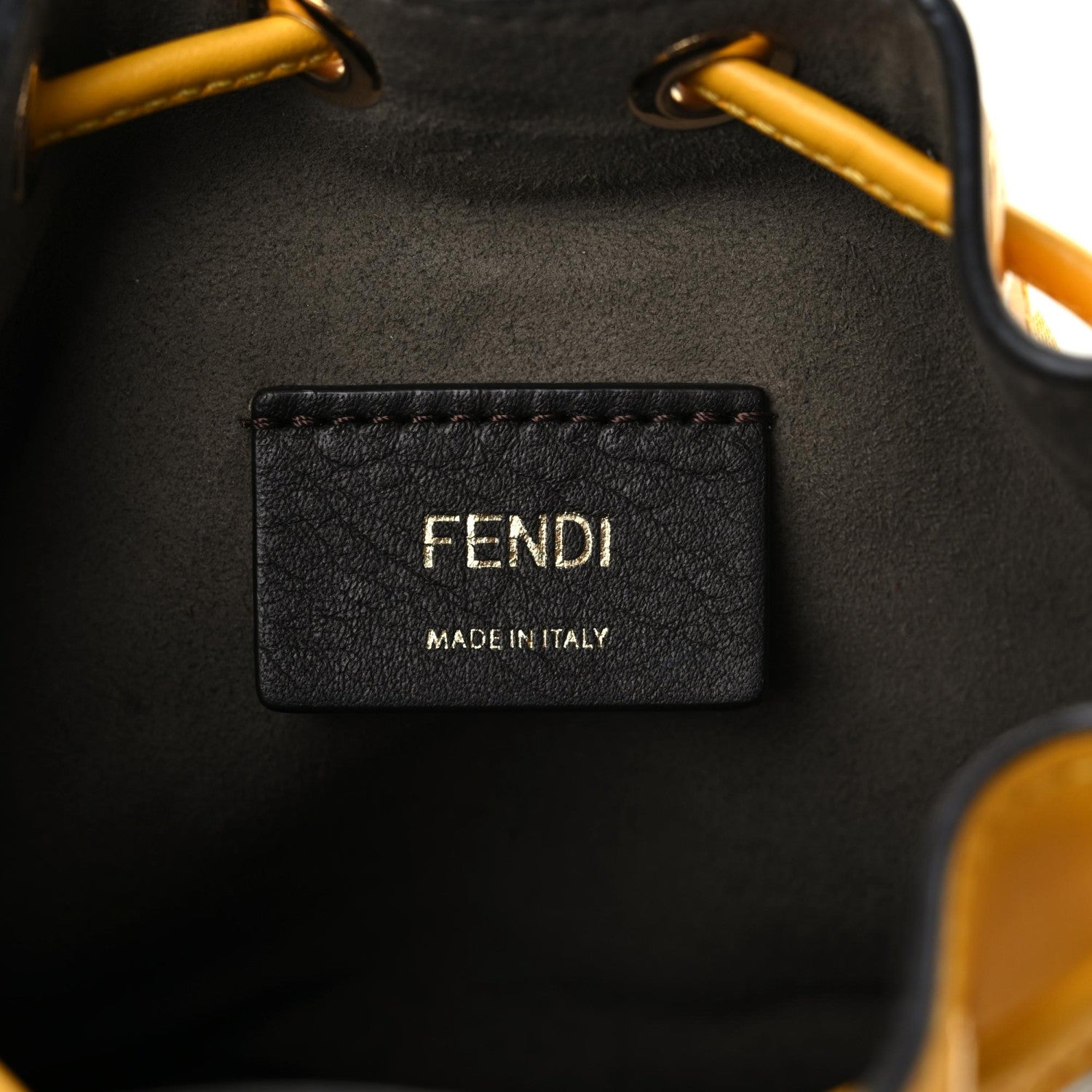 Fendi X SARAH COLEMAN Glazed Canvas Vitello King F is Fendi FF Vertigo Mini Mon Tresor Bucket Bag Mimosa White 11 of 16