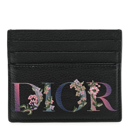 Christian Dior Grained Calfskin Embroidered Floral Lady Dior Card Holder Black 1 of 8