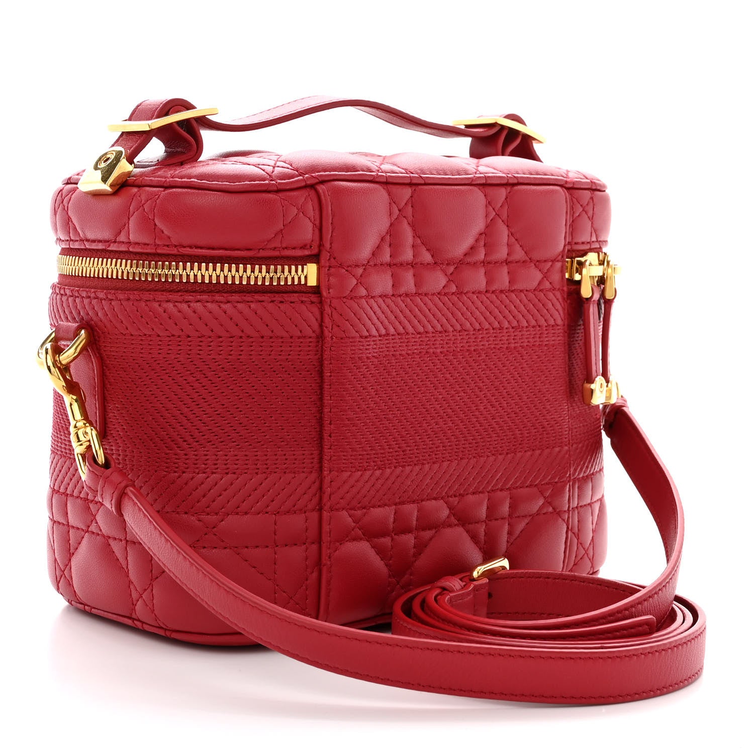 Christian Dior Lambskin Cannage Small Diortravel Vanity Case Red 3 of 10