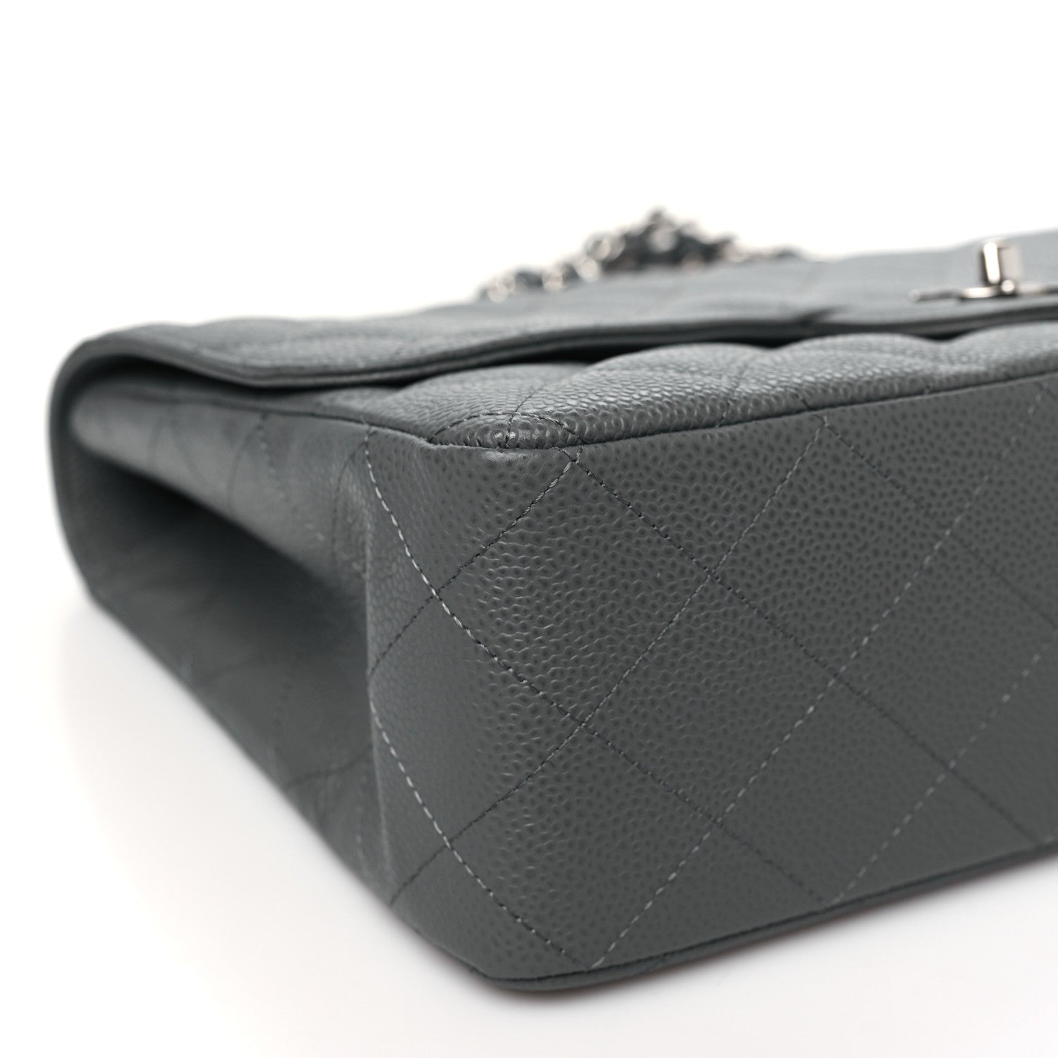 Chanel Caviar Quilted Jumbo Single Flap Grey 9 of 11