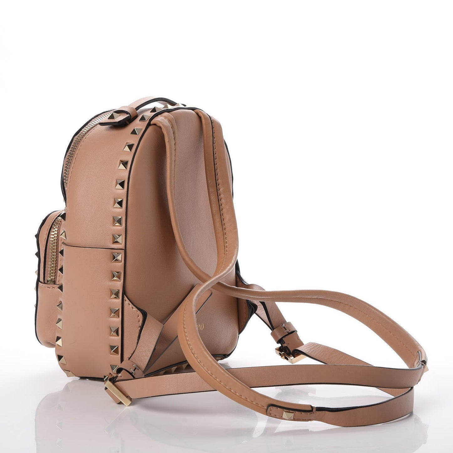 Calfskin Mini Rockstud Backpack Alpaca