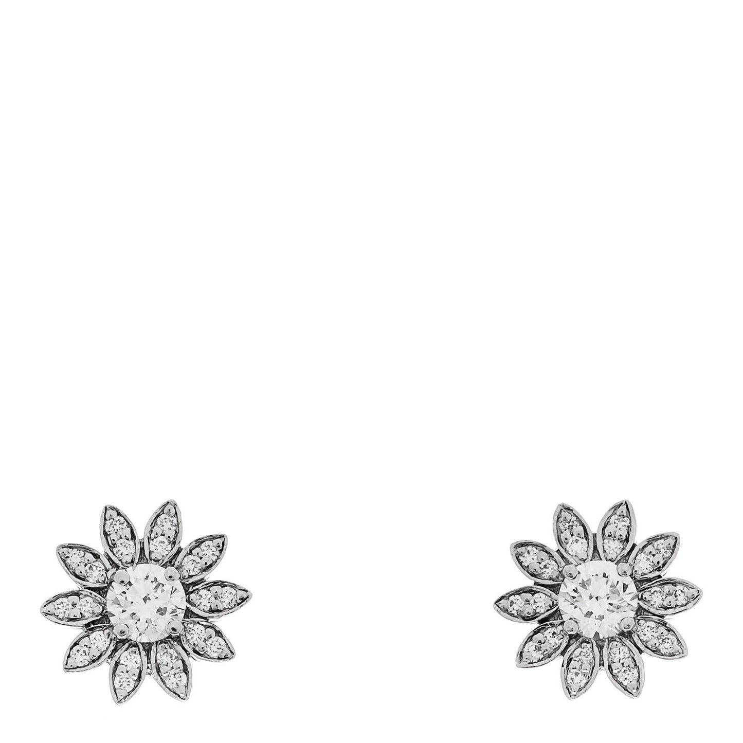 Platinum Diamond Daisy Flower Earrings