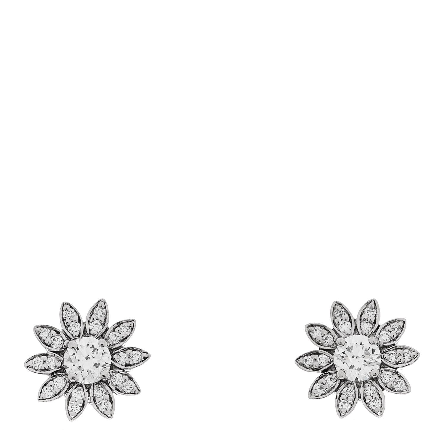 Tiffany Platinum Diamond Daisy Flower Earrings 1 of 5