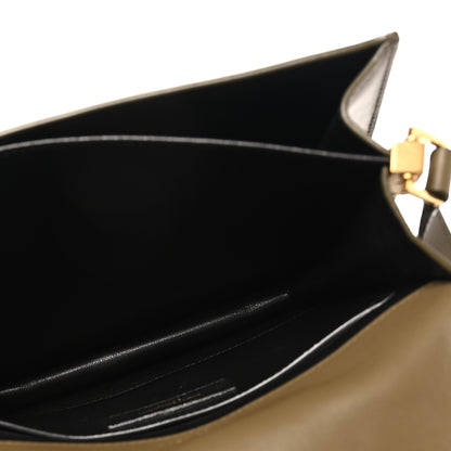 Saint Laurent Suede Smooth Calfskin Monogram Medium Solferino Soft Satchel Olive 5 of 10