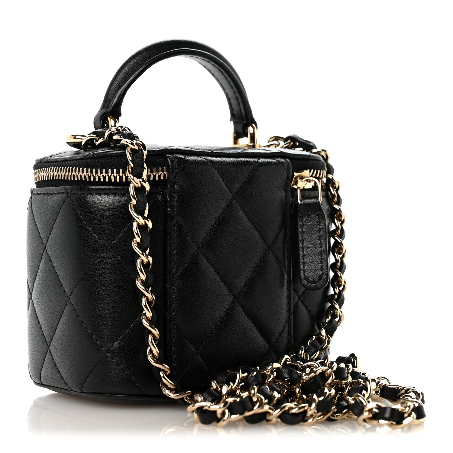 Chanel Lambskin Quilted Top Handle Mini Vanity Case With Chain Black 2 of 11