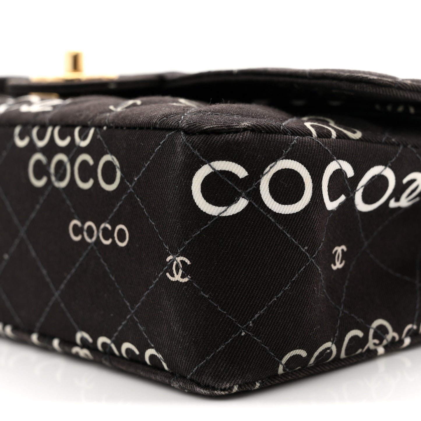 Canvas Coco Printed Quilted Medium Double Flap Black White