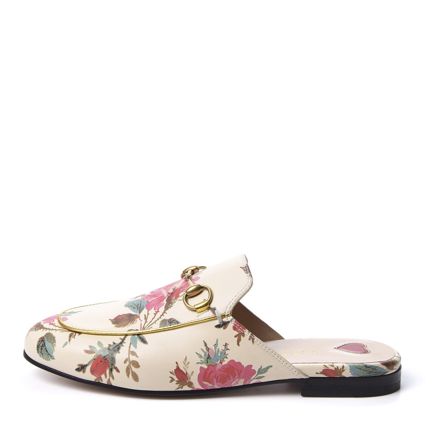 Calfskin Stamp Allover Rose Princetown Slippers 36 Ivory Multicolor