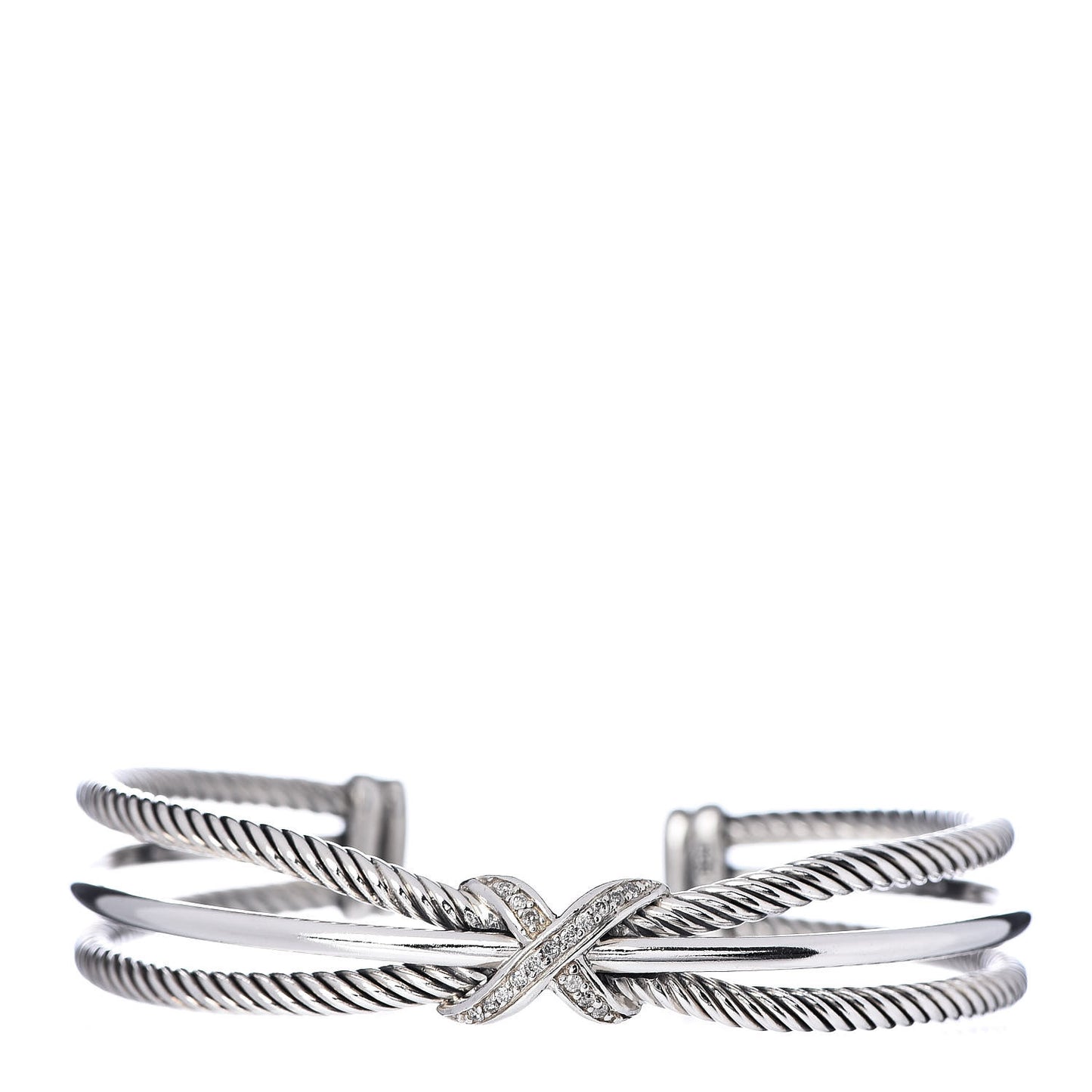 Sterling Silver Diamond 7mm Crossover X Bracelet
