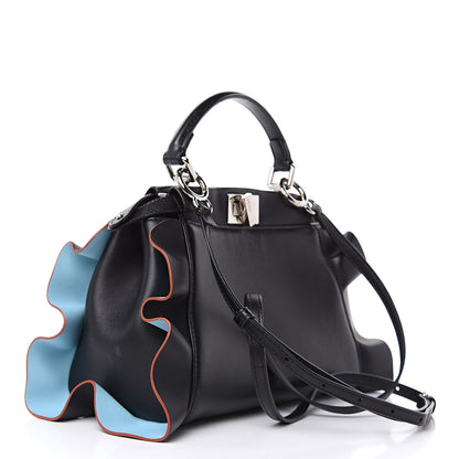 Fendi Nappa Waves Bi-Color Mini Peekaboo Iconic Satchel Black Turchese 3 of 13