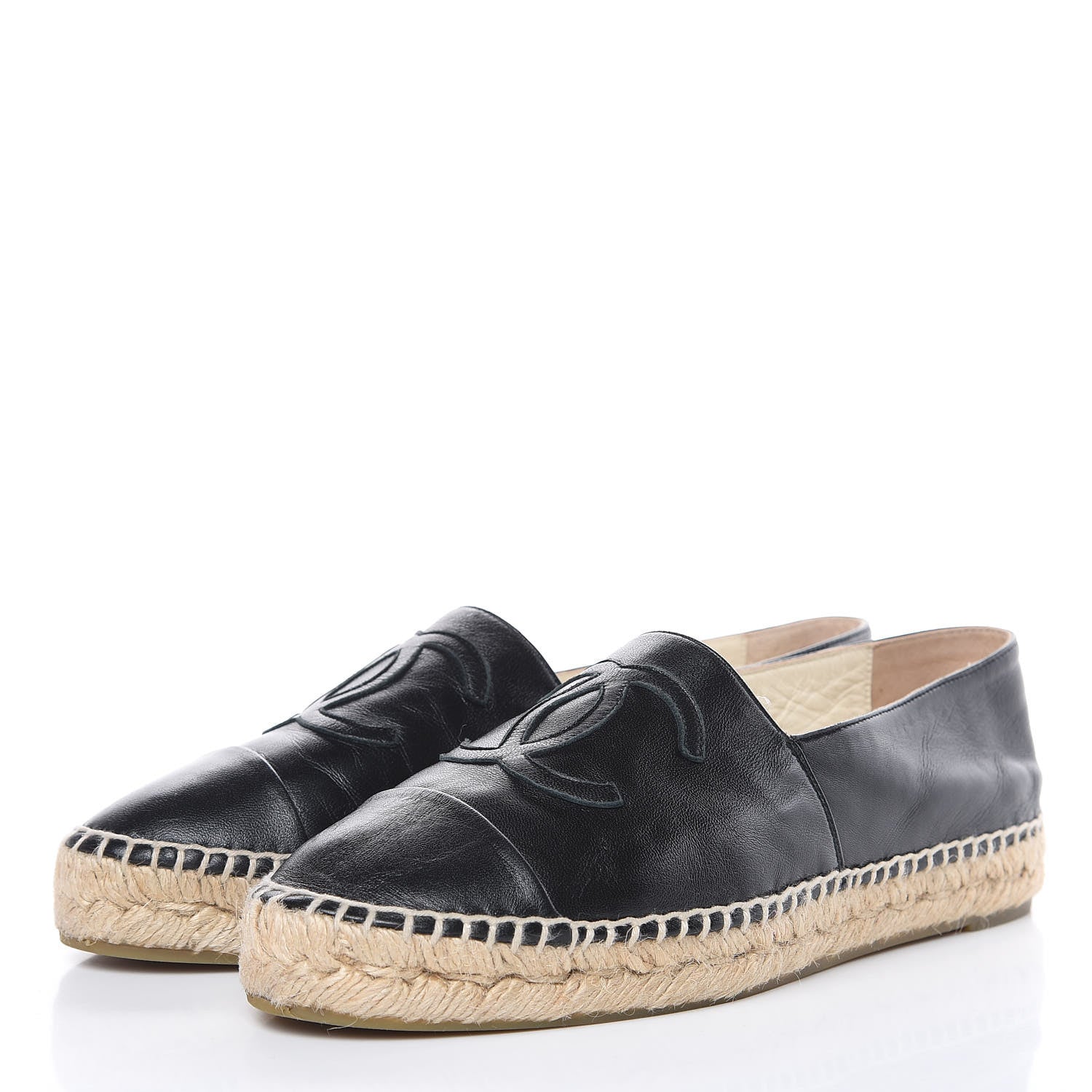 Chanel Lambskin CC Espadrilles 38 Black 3 of 12