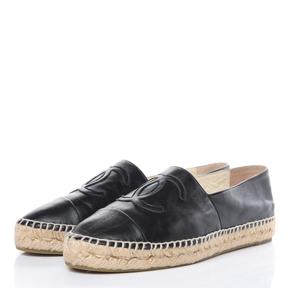 Chanel Lambskin CC Espadrilles 38 Black 3 of 12