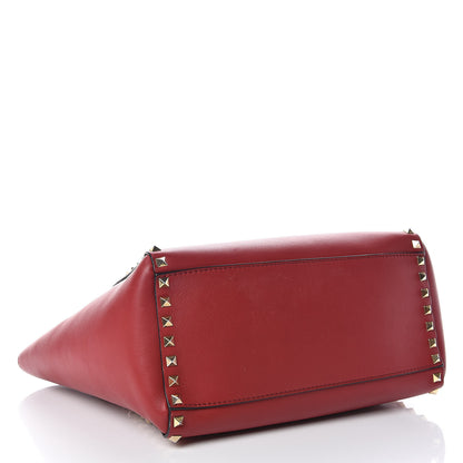 Valentino Garavani Vitello Rockstud Double Handle Tote Rosso Valentino 4 of 14