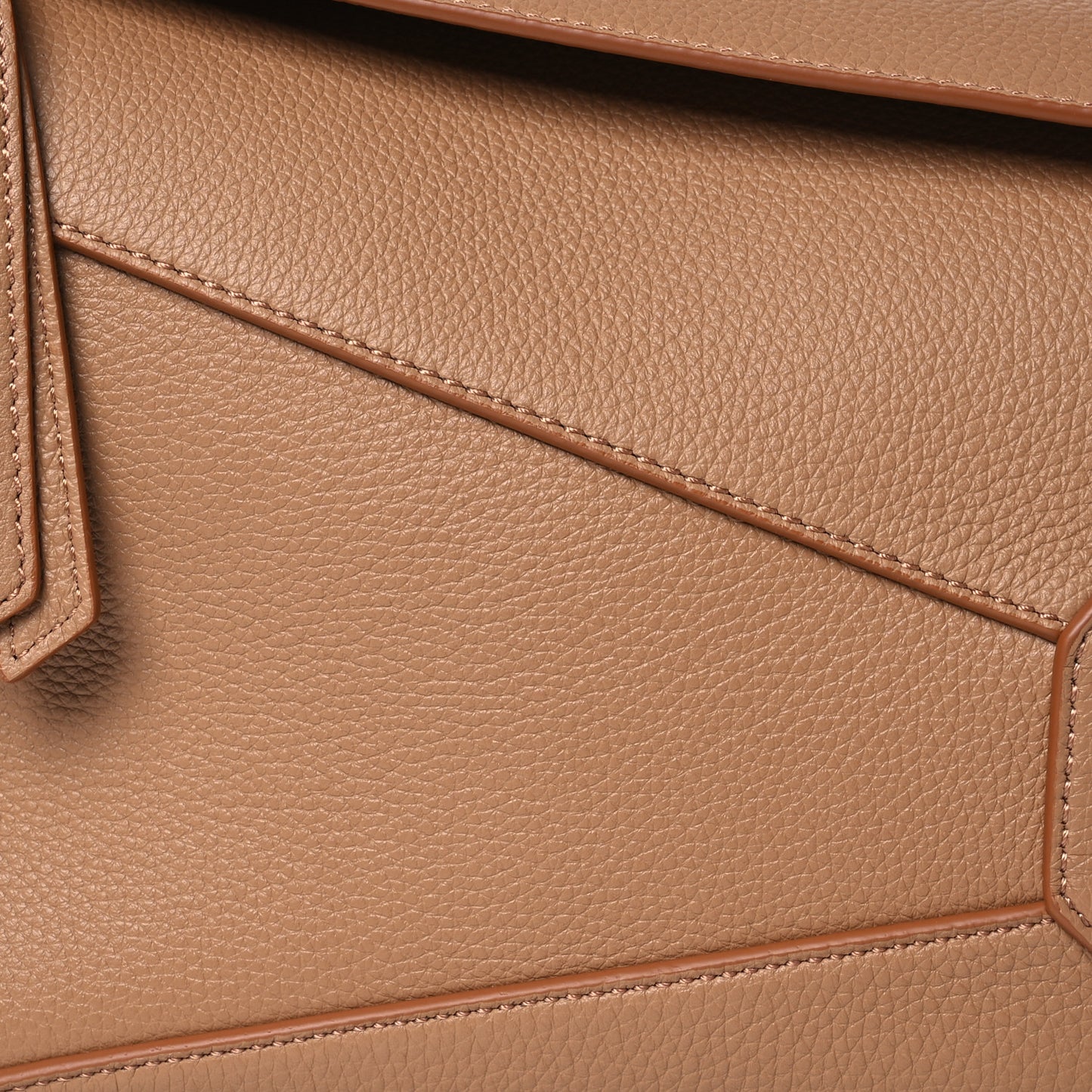 Calfskin Small Puzzle Edge Bag Toffee